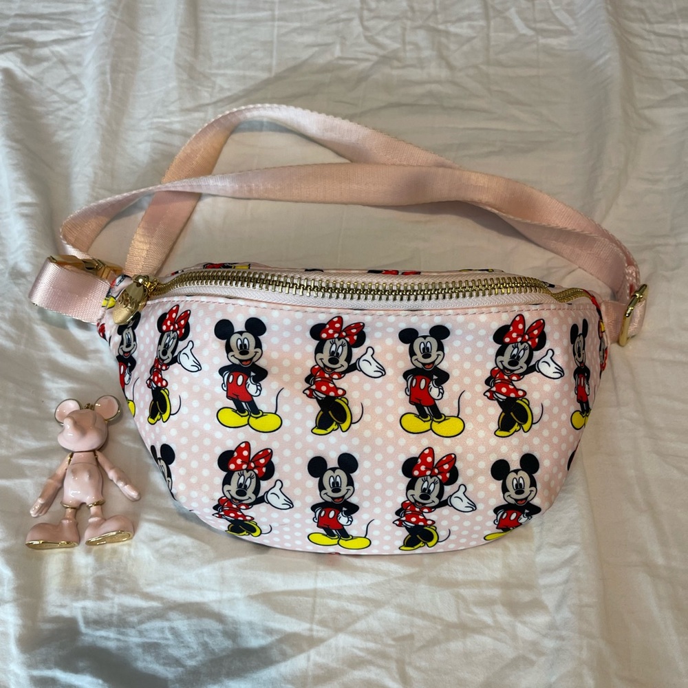 Stoney Clover Lane Mickey and Minnie Fanny Pack WITH Baublebar Keychain.